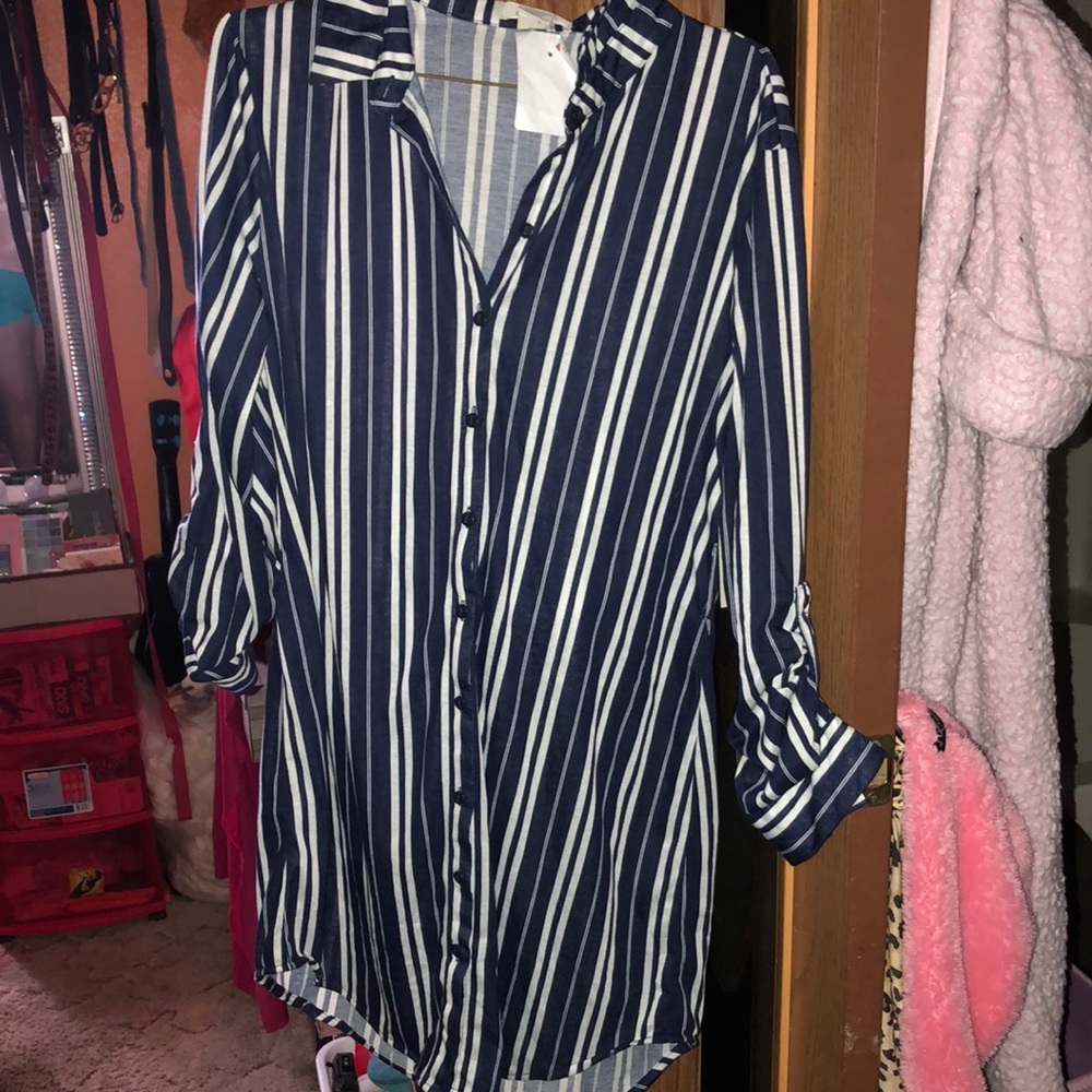 Button up stripped dress